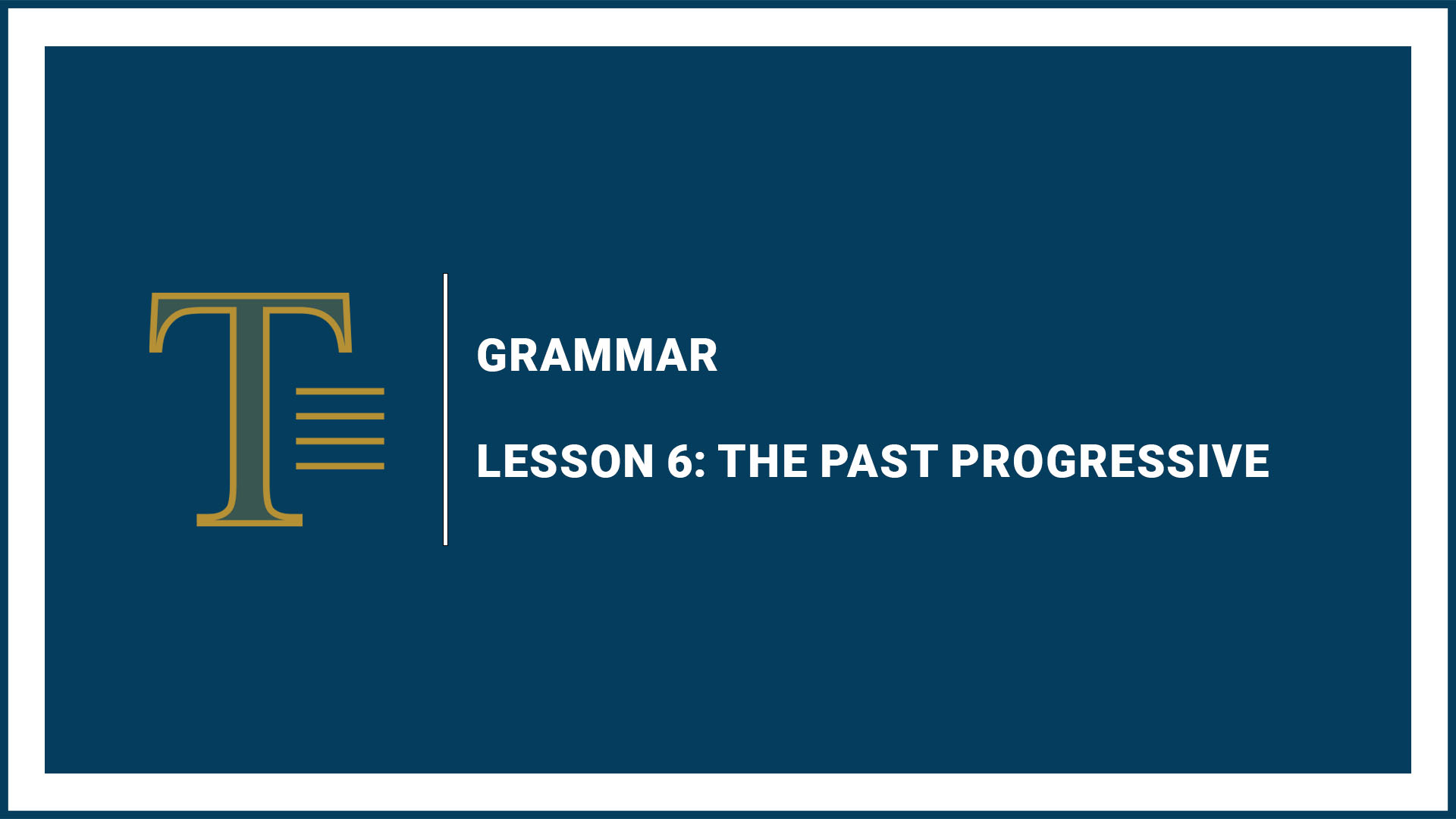 Lesson 6: The Past Progressive